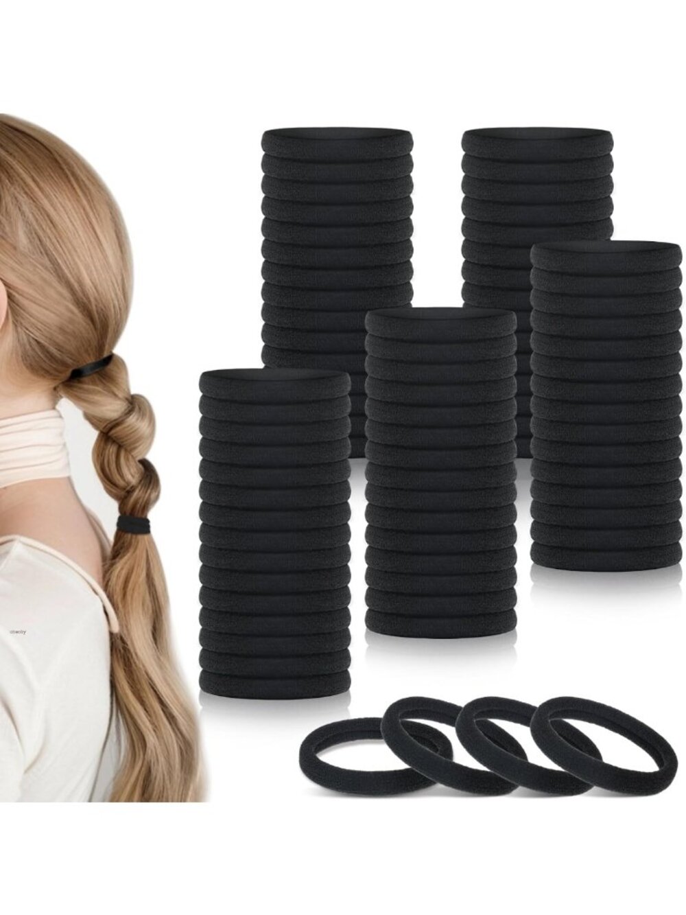 100 Pcs Seamless Elastic Hair Ties for Thick Hair, Strong Ponytail Holders